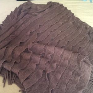 Plum coloured ruffled poncho